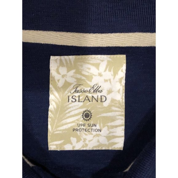 Men’s Size L Tasso Elba Island Blue Paisley Polo Shirt UPF Sun Protection VGC - Picture 3 of 3
